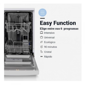 UNIVERSALBLUE | Lavavajillas Blanco 45 cm | Libre Instalación con 6 Programas y Lavado ECO