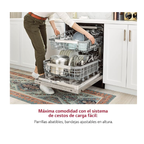 LG - Lavavajillas 60 cm y Capacidad 14 Cubiertos, Lavavajillas LG, Carga Fácil y Flexibilidad, Inox Antihuellas - Imagen 2