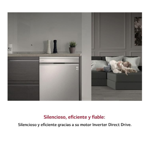 LG - Lavavajillas 60 cm y Capacidad 14 Cubiertos, Lavavajillas LG, Carga Fácil y Flexibilidad, Inox Antihuellas - Imagen 3